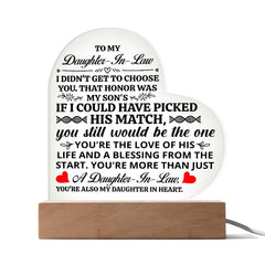 To My Daughter-in-Law Honor – Acrylic Heart Plaque